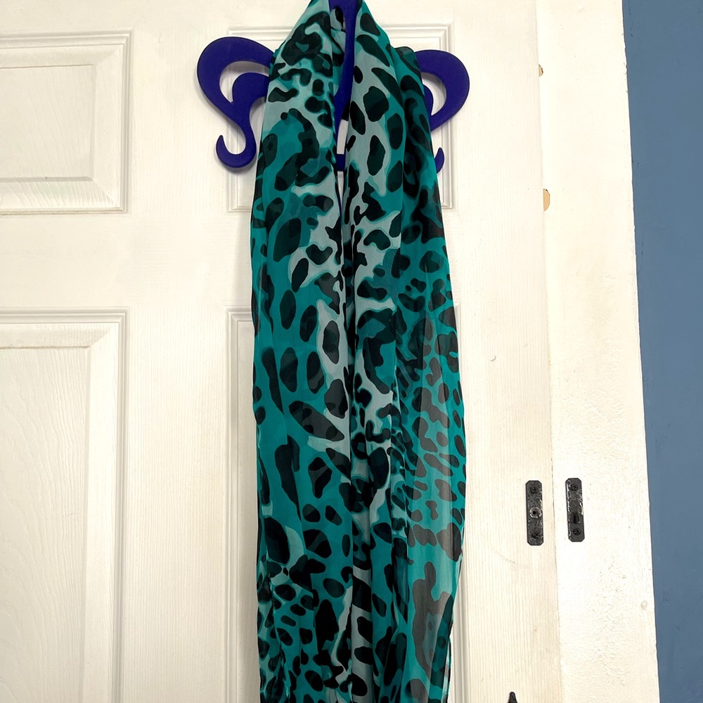 Charming Charlie: Shades of Green Leopard Sheer Infinity Scarf
